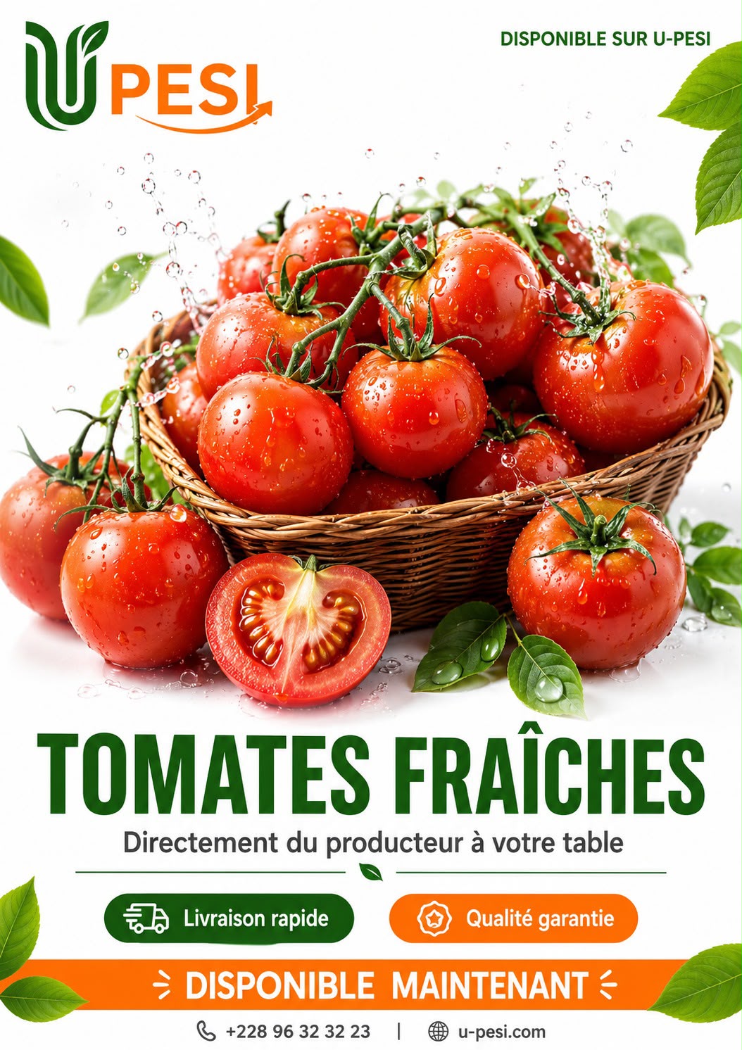 Panier de tomates fraîches disponibles sur U-PESI, directement du producteur à la table